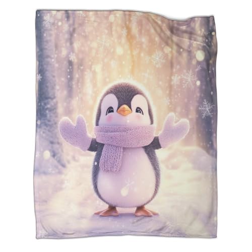 Netter Pinguin Fleecedecke Wohndecken Couchdecke Sofadecke 3D Druck Wald SnowfSeen Weichen Flauschig Tagesdecke Warm Kuscheldecke Bett Decken for Erwachsene Kinder 60x80inch(150x200cm) von CCIZFMQ