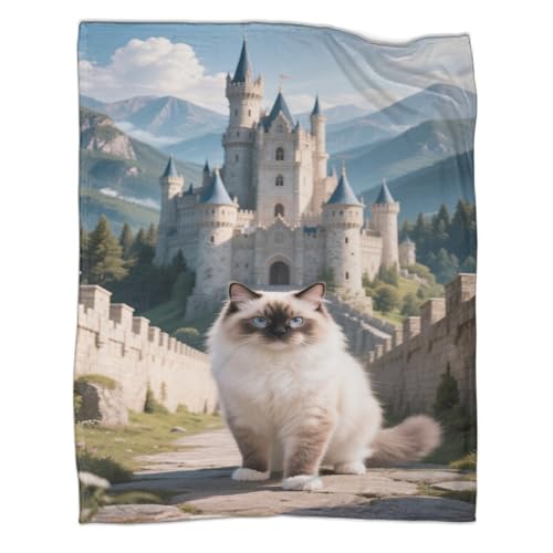 Ragdoll Wohndecke Sofadecke 3D Druck Schloss Bergs Fleecedecke Couchdecke Kuscheldecke Tagesdecke Weichen Flauschig Decken Warm for Erwachsene Kinder 70x80inch(180x200cm) von CCIZFMQ