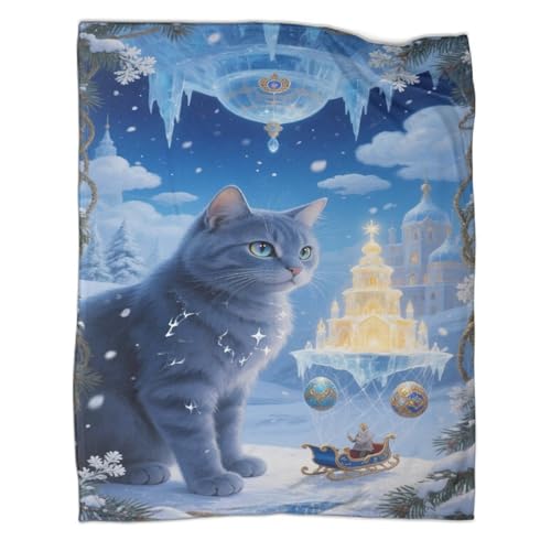 Russisch Blau Fleecedecke 3D Druck Ice Snow Schloss Wohndecken Couchdecke Sofadecke Kuscheldecke Tagesdecke Bett Decken Weichen Flauschig Warm for Erwachsene Kinder 60x80inch(150x200cm) von CCIZFMQ