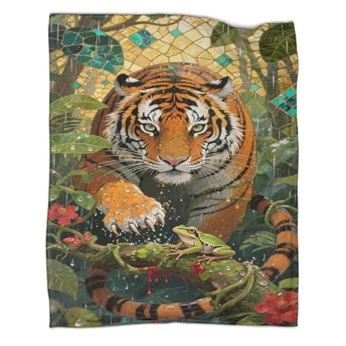 Tiger Sofadecke Decke Couchdecke Fleecedecke 3D Druck Regenwald Weichen Flauschig Kuscheldecke Warm Tagesdecke Bett Decken for Erwachsene Kinder 60x80inch(150x200cm) von CCIZFMQ