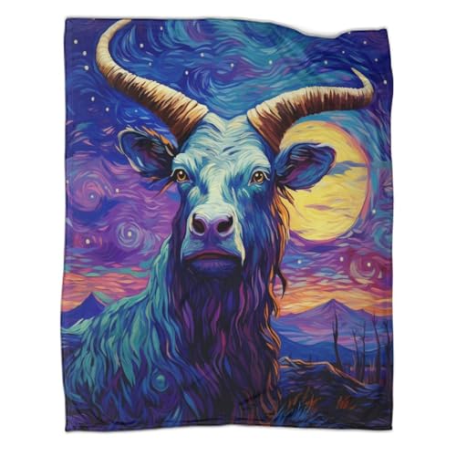 Ziege Wohndecken Sofadecke Couchdecke 3D Druck Colorful Nachthimmel Fleecedecke Kuscheldecke Tagesdecke Warm Bett Decken Weichen Flauschig for Erwachsene Kinder 80x90inch(200x230cm) von CCIZFMQ