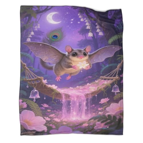 Zucker Glider Couchdecke Wohndecke 3D Druck Wald Hängematte Sofadecke Fleecedecke Kuscheldecke Warm Weichen Flauschig Decken Tagesdecke for Erwachsene Kinder 80x90inch(200x230cm) von CCIZFMQ