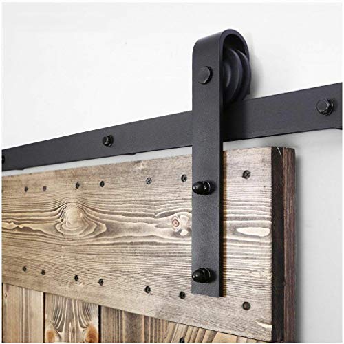 304cm/10FT Schiebetürbeschlag Set Schiebetürsystem Zubehörteil für Schiebetüren Innentüren, Schwarz/Sliding Barn Door Hardware Kit von CCJH