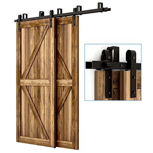 10FT/304cm Schiebetürbeschlag Set, Laufschienen für Schiebetüren Hängeschiene Schiebetürsystem Laufschiene Tür Hardware Bypass Kit, Sliding Door Hardware Bypass 2 Doors von CCJH