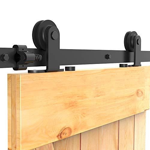 121cm/4FT Schiebetürsystem Zubehörteil Laufschiene Schiebetürbeschlag Holzschiebetür Komplettset Schiebetür Schiene Set Schwarz/sliding barn door hardware von CCJH