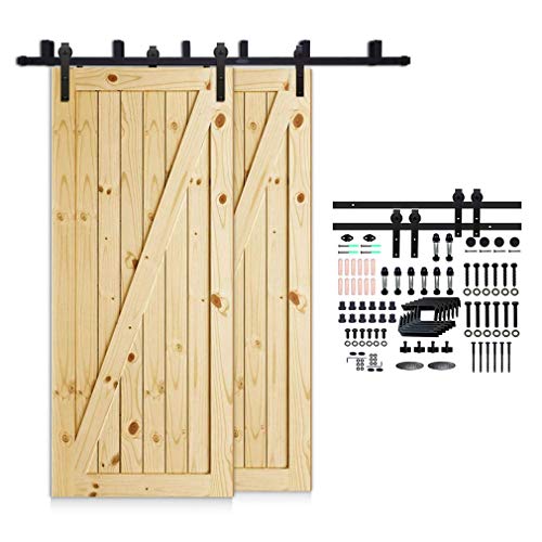 13.6FT/414cm Schiebetürbeschlag Set, Laufschienen für Schiebetüren Hängeschiene Schiebetürsystem Laufschiene Tür Hardware Bypass Kit, Sliding Door Hardware Bypass 2 Doors von CCJH