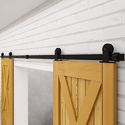 152cm/5FT Schiebetürsystem Schiebetürbeschlag Laufschiene Schiebetür Montage-Set für Doppeltür-Sliding Barn Door Hardware Kit von CCJH