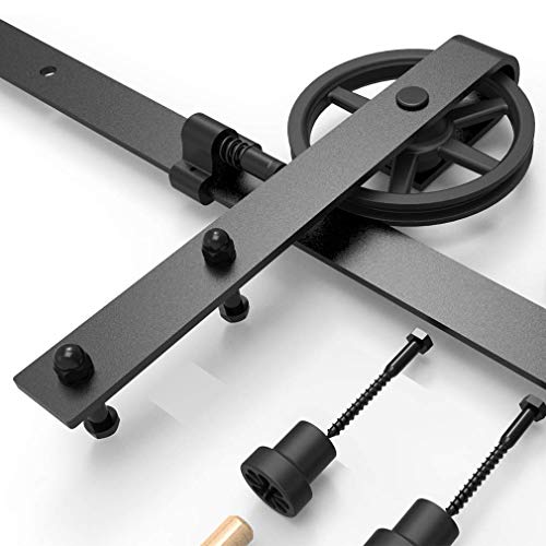 CCJH 167 cm/5,5 FT Schienenset für Schiebetür, Schrank-Set für Scheunentür, für eine Tür (Rollenform mit großen Rad) von CCJH