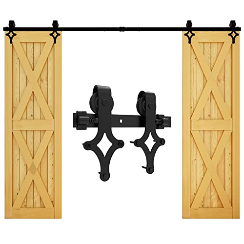 182cm/6FT Schiebetürsystem Set Rustikalen Stalltür Schiebetürbeschlag Doppeltür schiebetür laufschiene Set-Sliding Barn Wood Door Hardware Kit For Double Door von CCJH