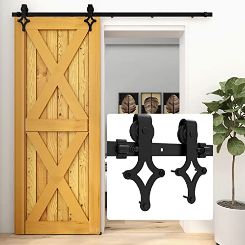 201cm/6.6FT Schiebetürbeschlag Set Schiebetürsystem Zubehörteil schiebe holztüren,Einzeltür,schwarz,sliding barn door hardware von CCJH