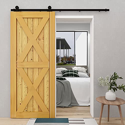 213cm/7FT Schiebetürsystem Zubehörteil Laufschiene Schiebetürbeschlag Holzschiebetür Komplettset Schiebetür Schiene Set Schwarz/sliding barn door hardware von CCJH