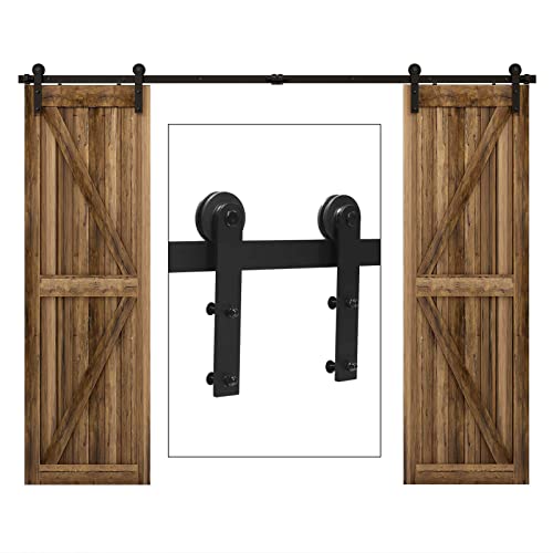 228cm/7.5FT Schiebetürsystem Schiebetürbeschlag Laufschiene Schiebetür, schiebetürbeschlag holztür - Sliding Barn Wood Door Hardware For Double Door von CCJH