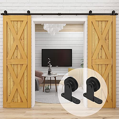 228cm/7.5FT Schiebetürsystem Schiebetürbeschlag Laufschiene Schiebetür Montage-Set für Doppeltür-Sliding Barn Door Hardware Kit von CCJH