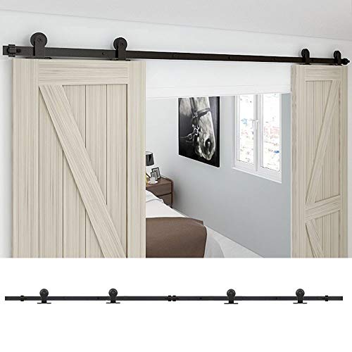 274cm/9FT Schiebetürsystem Schiebetürbeschlag Laufschiene Schiebetür Montage-Set für Doppeltür-Sliding Barn Door Hardware Kit von CCJH