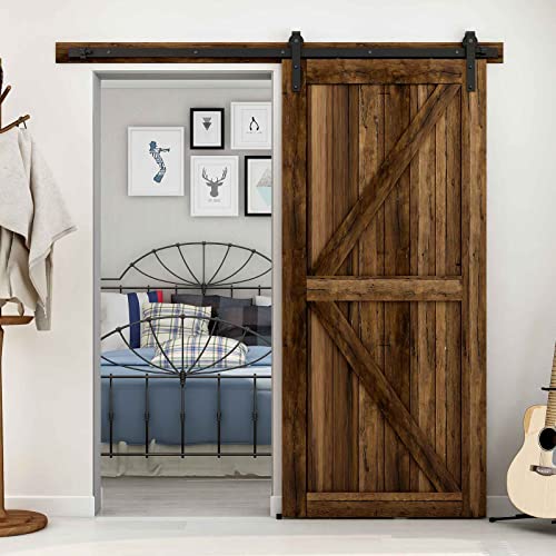 320cm/10.5FT Schiebetürbeschlag Set Schiebetürsystem Zubehörteil für Schiebetüren Innentüren, Schwarz/Sliding Barn Door Hardware Kit von CCJH