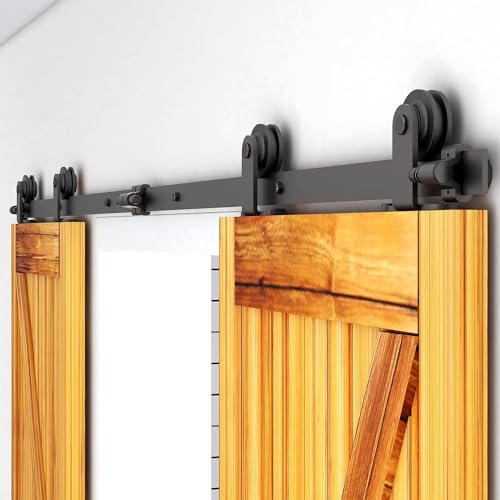 365cm/12FT Schiebetürsystem Schiebetürbeschlag Laufschiene Schiebetür Montage-Set für Doppeltür-Sliding Barn Door Hardware Kit von CCJH