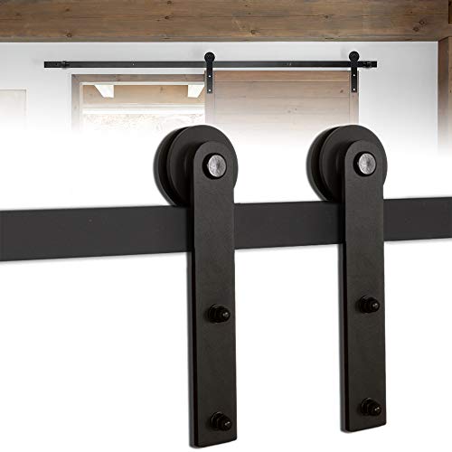 384cm/12.6FT Schiebetürsystem Zubehörteil Laufschiene Schiebetürbeschlag Holzschiebetür Komplettset Schiebetür Schiene Set Schwarz/sliding barn door hardware von CCJH