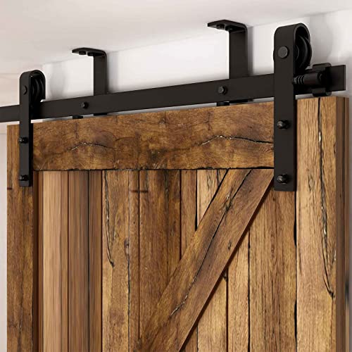 5.5FT/1.6M CCJH Deckenmontage Schiebetürbeschlag Set, Laufschienen für Schiebetür L-Form Halterung Hängeschienenset Schiebetürsystem von CCJH