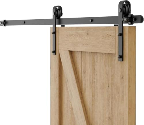 167cm/5.5FT Schiebetürbeschlag Set Schiebetürsystem Zubehörteil für Schiebetüren Innentüren, Schwarz/Sliding Barn Door Hardware Kit von CCJH