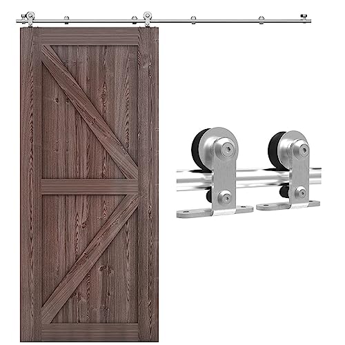 5FT/152cm Rostfreier Stahl Schiebetürsystem Laufschiene, Schiebetürbeschlag Set Schiebetür Laufschiene Hängeschiene Tür Hardware Kit, Sliding Barn Door Kit von CCJH