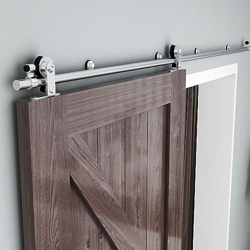 6.6FT/201cm Rostfreier Stahl Schiebetürsystem Laufschiene, Schiebetürbeschlag Set Schiebetür Laufschiene Hängeschiene Tür Hardware Kit, Sliding Barn Door Kit von CCJH