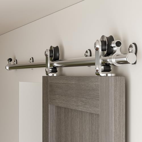 6.6FT/201cm Rostfreier Stahl Schiebetürsystem Laufschiene, Schiebetürbeschlag Set Schiebetür Laufschiene Hängeschiene Tür Hardware Kit, Sliding Barn Door Kit von CCJH