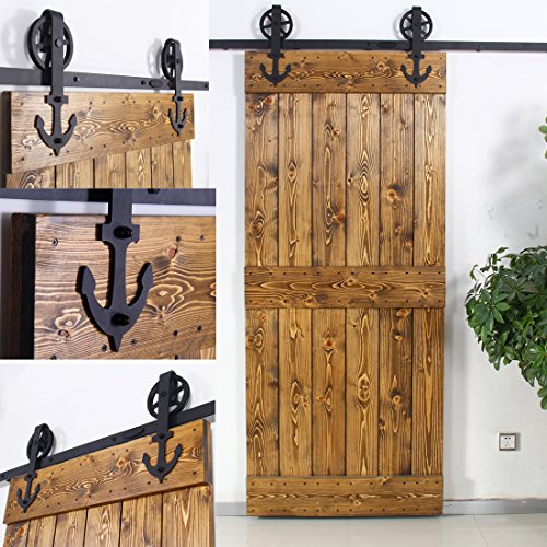 201cm/6.6FT Vintage Spoke Industrial Rad Schiebetür Barn Holz Innen Tür Schiebetürbeschlag Set Schiebetürsystem/sliding barn door hardware von CCJH