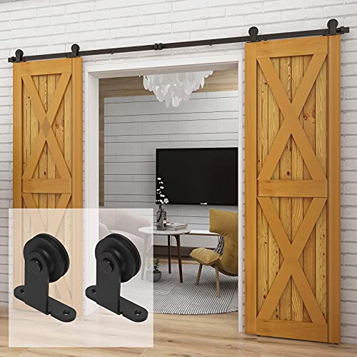 201cm/6.6FT Schiebetürsystem Schiebetürbeschlag Laufschiene Schiebetür Montage-Set für Doppeltür-Sliding Barn Door Hardware Kit von CCJH