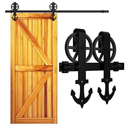 228cm/7.5FT Vintage Spoke Industrial Rad Schiebetür Barn Holz Innen Tür Schiebetürbeschlag Set Schiebetürsystem/sliding barn door hardware von CCJH