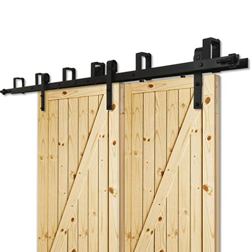 7.5FT/228cm Schiebetürbeschlag Set, Laufschienen für Schiebetüren Hängeschiene Schiebetürsystem Laufschiene Tür Hardware Bypass Kit, Sliding Door Hardware Bypass 2 Doors von CCJH