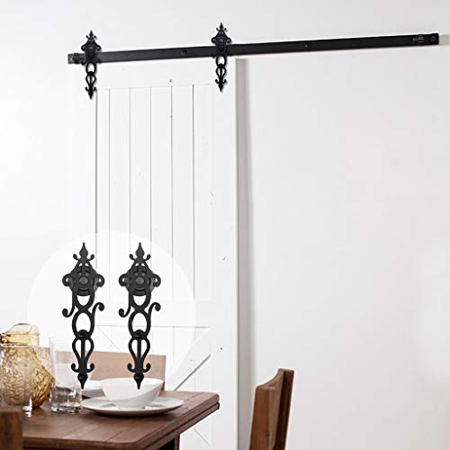 8FT/243cm Schiebetürbeschlag Set, Laufschienen für Schiebetür Hängeschiene Schiebetürsystem Laufschiene Tür Hardware Kit, Schwarz 8FT/243cm Schiebetürbeschlag Set, Laufschienen für Schiebetür Hängeschiene Schiebetürsystem Laufschiene Tür Hardware Kit, Schwarz von CCJH