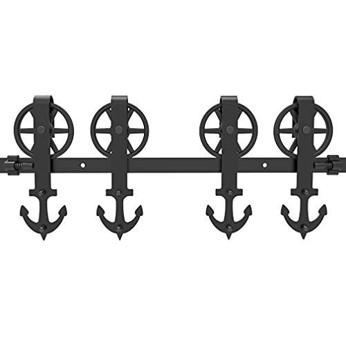 CCJH 11FT/335cm Schiebetürbeschlag Set Schiebetürsystem Laufschiene für Schiebetür Doppeltür (Großes Rad Ankerform) von CCJH