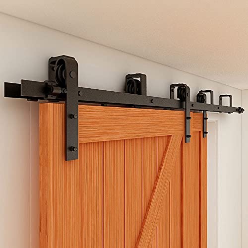CCJH 15FT/454cm Bypass Stalltür Hardware Doppeltüren Kit Schiebetürbeschlag Set von CCJH