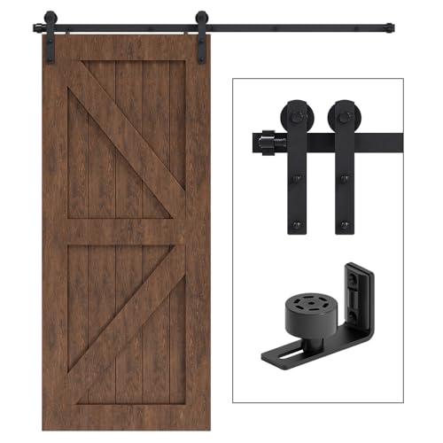 CCJH 167CM/5.5FT Schiebetürbeschlag Set Schiebetürsystem Zubehörteil für Schiebetüren Innentüren, Schwarz/Sliding Barn Door Hardware Kit von CCJH