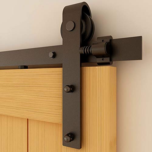 CCJH 167CM (5.5FT) Schiebetürbeschlag Set Schiebetürsystem Laufschiene für Schiebetür Hängeschiene für Einzelne Holztür von CCJH