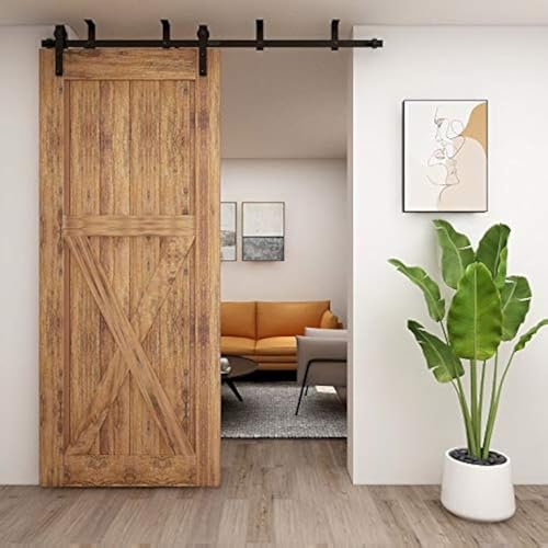 CCJH 183 cm/6 FT Schiebetür-Set für Schiebetür, Deckenhalterung, Schienenset für einfache Holztür (Form J) von CCJH