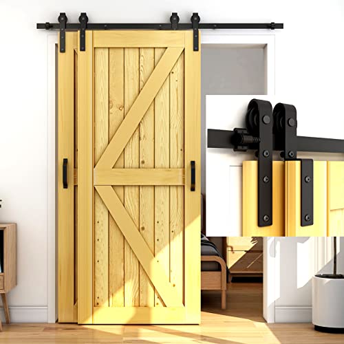 CCJH 4FT/122cm Schiebetürsystem Laufschiene Schiebetürbeschlag für Bypass 2 Holzschiebetür Zubehör Barn Door Hardware Kit Schwarz von CCJH