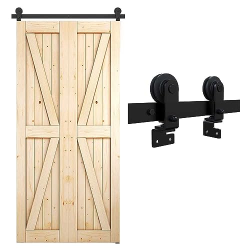 CCJH 4FT/123CM Bi-Folding Schiebetürbeschlag Set Laufschienen Für 2-Türen Schiebetür Schiebetürsystem Hängeschiene Falten Door Kit (Keine Tür) von CCJH