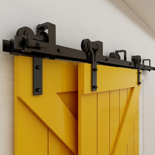 CCJH 5.5FT/167cm Bypass Schiebetürbeschlag Set Laufschienen für Bypass Schiebetürsystem komplettset Y-förm rollen aufhänger rustikal Kit von CCJH