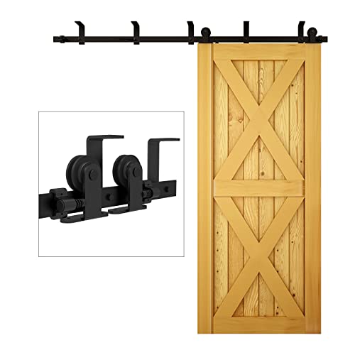 CCJH 8FT/244cm Schiebetürsystem Laufschiene Schiebetürbeschlag Deckenmontage Set Obere Decke Halterung für Schiebetür Einzeltür von CCJH