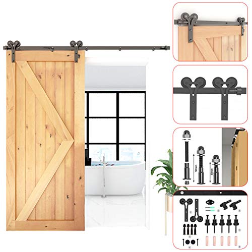 CCJH Schiebetüren Schiebetürsystem, 7FT (211cm) Laufschiene Schiebetuer Y Form Rolle Set fuer Schiebetür Holz Barn Door Hardware von CCJH