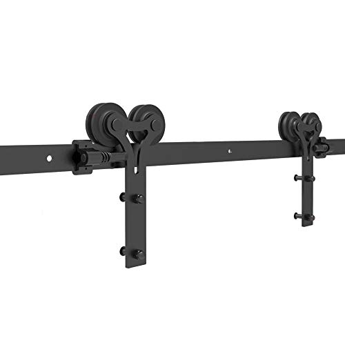 CCJH Schiebetüren Schiebetürsystem, 8FT (246cm) Laufschiene Schiebetuer Y Form Rolle Set fuer Schiebetür Holz Barn Door Hardware von CCJH