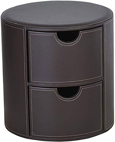 CCKUHN Fußhocker, Fußhocker, Aufbewahrungsbox, runde Aufbewahrungsbox aus Leder, Ottomane, Spielzeugkiste mit Schubladen (schwarz 39 x 45 cm) (braun 39 x 45 cm) von CCKUHN