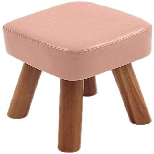 CCKUHN Fußhocker, Schuhwechselbank, Holzbeine, abwaschbarer Fußhocker, quadratisch, bequemer Sitz, gepolsterter Sitzstuhl (grün) (Pink) von CCKUHN