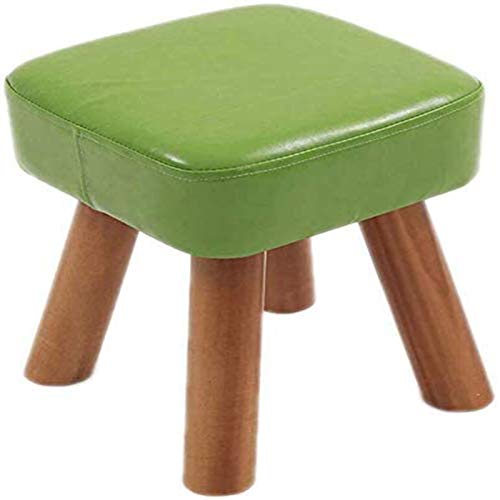 CCKUHN Fußhocker, Schuhwechselbank, Holzbeine, abwaschbarer Fußhocker, quadratisch, bequemer Sitz, gepolsterter Sitzstuhl (grün) (grün) von CCKUHN