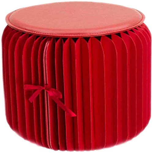 CCKUHN Fußhocker, rund, klappbarer Fußhocker, Fußhocker für den Außenbereich, robuster dekorativer Fußstützenhocker, Sofa-Couchtischhocker (weiß) (rot) von CCKUHN