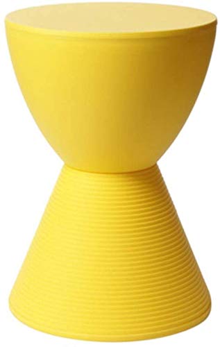 CCKUHN Fußhocker mit Stauraum, osmanischer Fußstützenhocker, nordische Sanduhrform, doppelseitiger Sofahocker aus Kunststoff, robust und langlebig (blau) (gelb) von CCKUHN