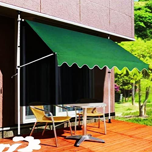 Einziehbare Markise für die Terrasse, manuell einziehbarer Sonnenschutz für den Außenbereich, wasserdichte, verstellbare Pergola für Fenstertüren im Freien, Elfenbein, 3 m (grün 4 von CCKUHN