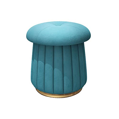 CCKUYT Luxuriöser, pilzförmiger Schuhhocker zum Wechseln von Schuhen, Stoff, sitzender Pier-Sofahocker, moderner runder Kleiner Hocker für das Wohnzimmer zu Hause (blau) von CCKUYT