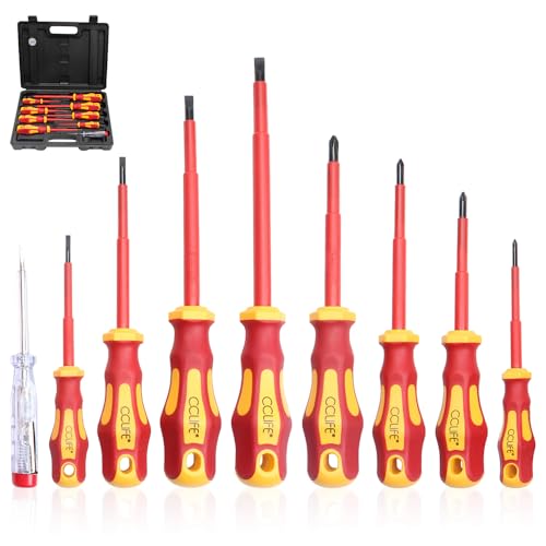 CCLIFE 9 tlg VDE Isolierter Schraubendreher Schraubenzieher Satz 1000V inkl. Spannungsprüfer Schlitz & PH & PZ Set von CCLIFE